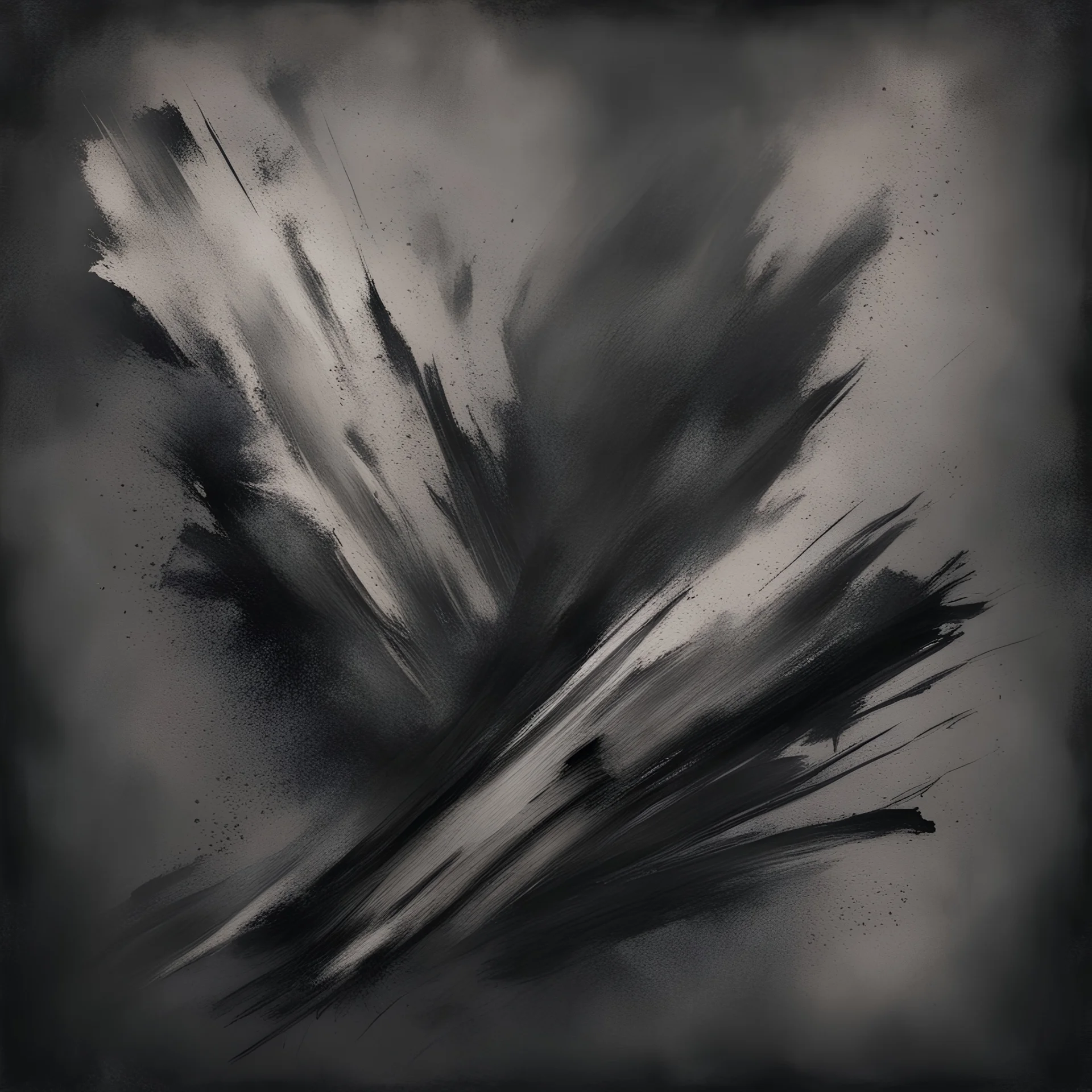 Hyper Realistic Aerial Grungy Dark-Grey Brush strokes on a dark rustic background with charcoals