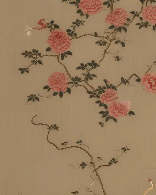 17th-century chinoiserie design of bare leafless invasive vines