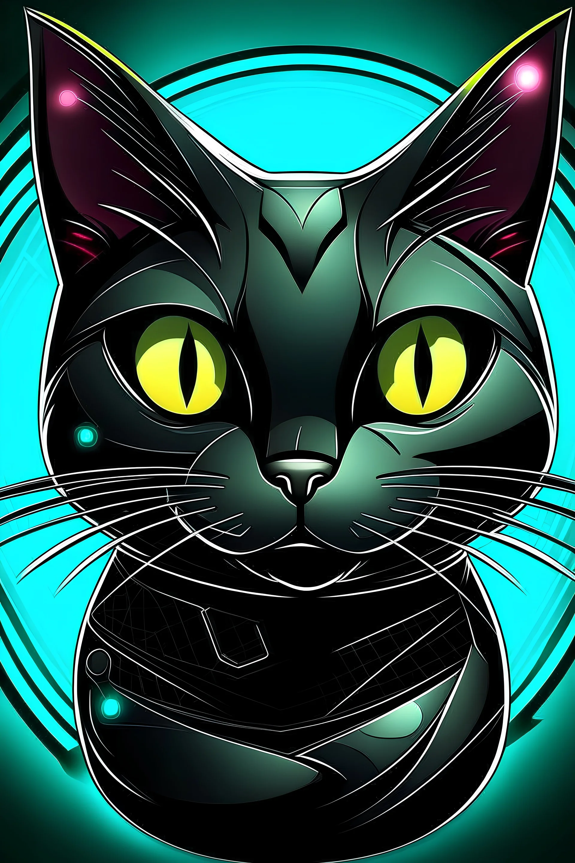 cartoon cyber black cat