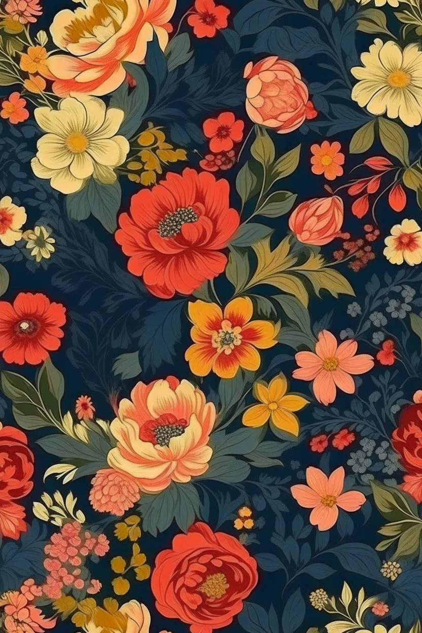 flowers floral pattern in the style of Henri Fantin-Latour