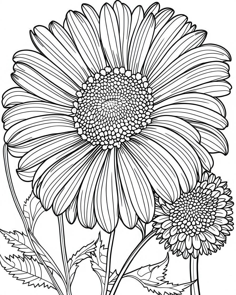 real massive Gerbera Daisy flower coloring page