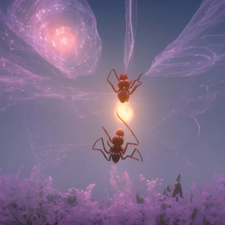 Giant transparent ethereal luminescent nebulous spider, realistic