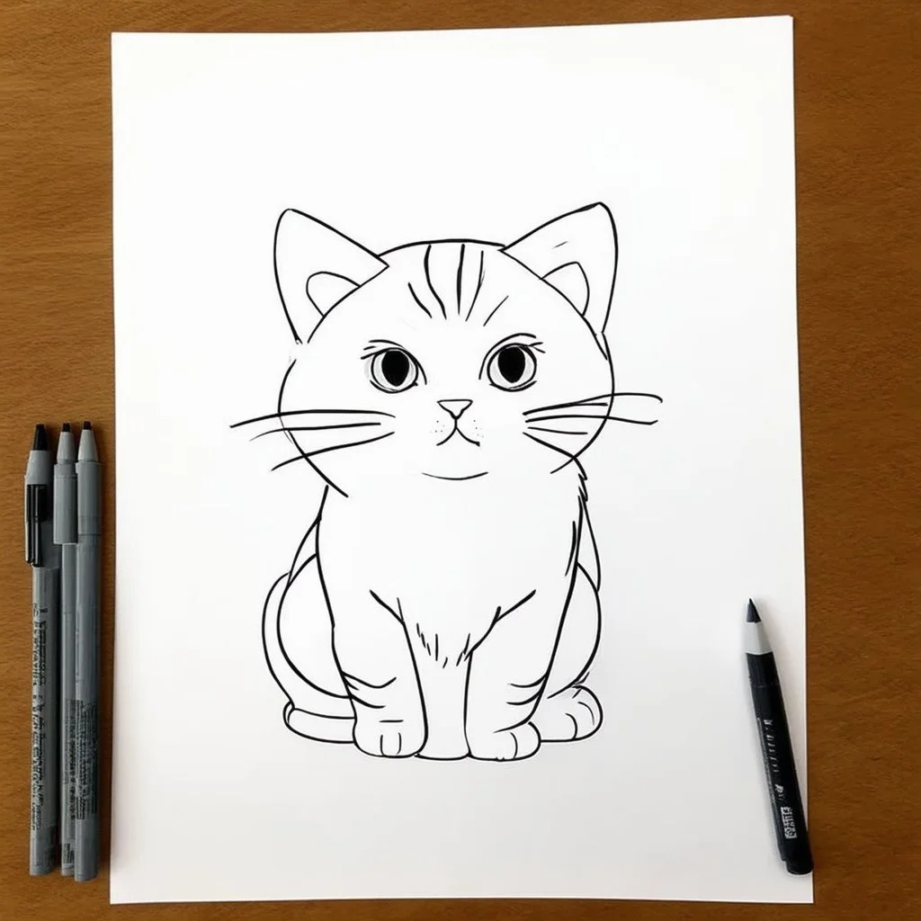 draw to outline of a cat