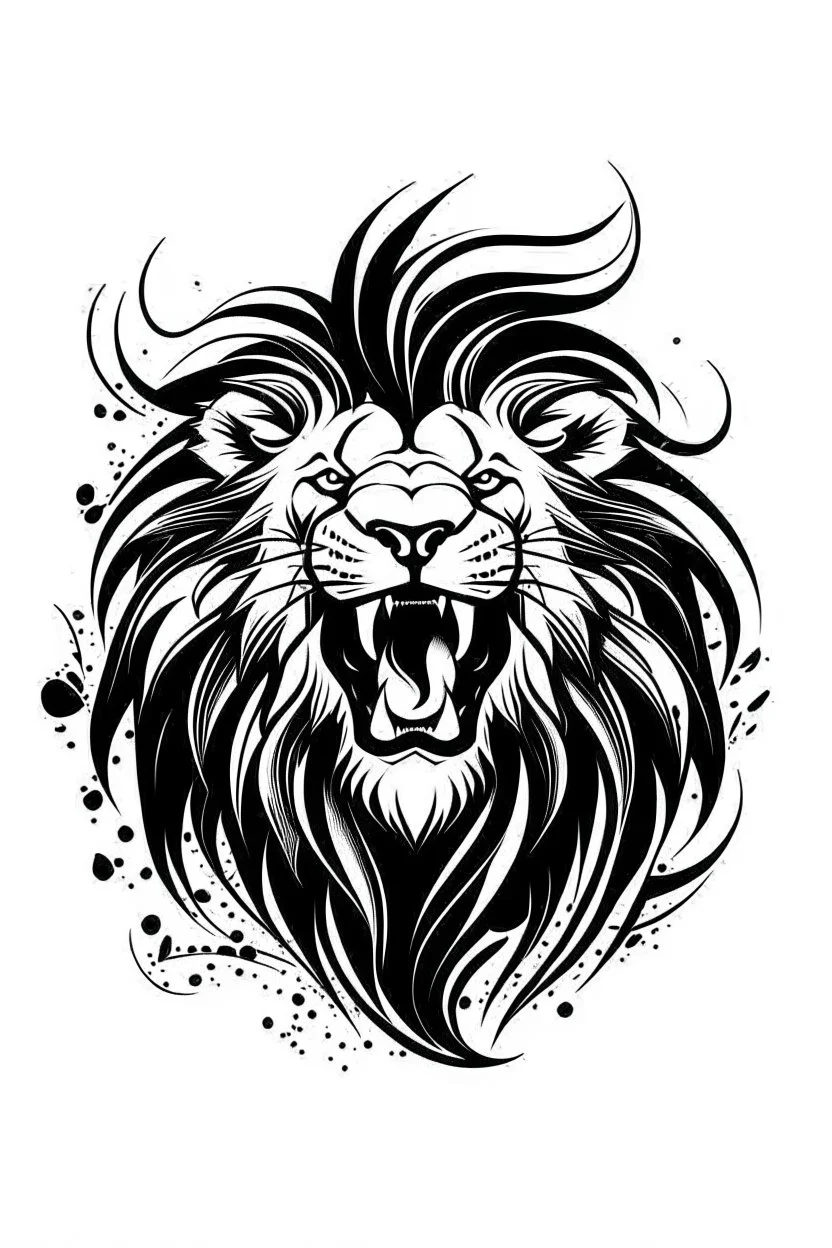 roaring luminous lion ink logo, white background