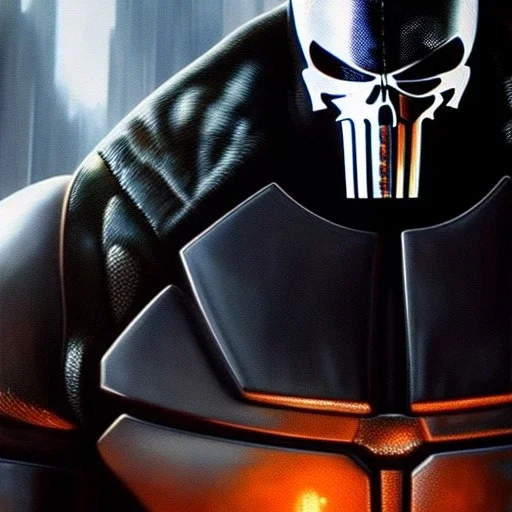 Ultra detailed fullbody Portrait in oil on canvas of The Punisher with armor, extremely detailed digital painting, extremely detailed face,crystal clear Big Glowing eyes, mystical colors ,perfectly centered image, perfect composition, rim light, beautiful lighting, 8k, stunning scene, raytracing, anatomically correct, in the style of robert e howard and Ken Kelley and Ohrai Noriyoshi and Simon Bisley and tomzj1