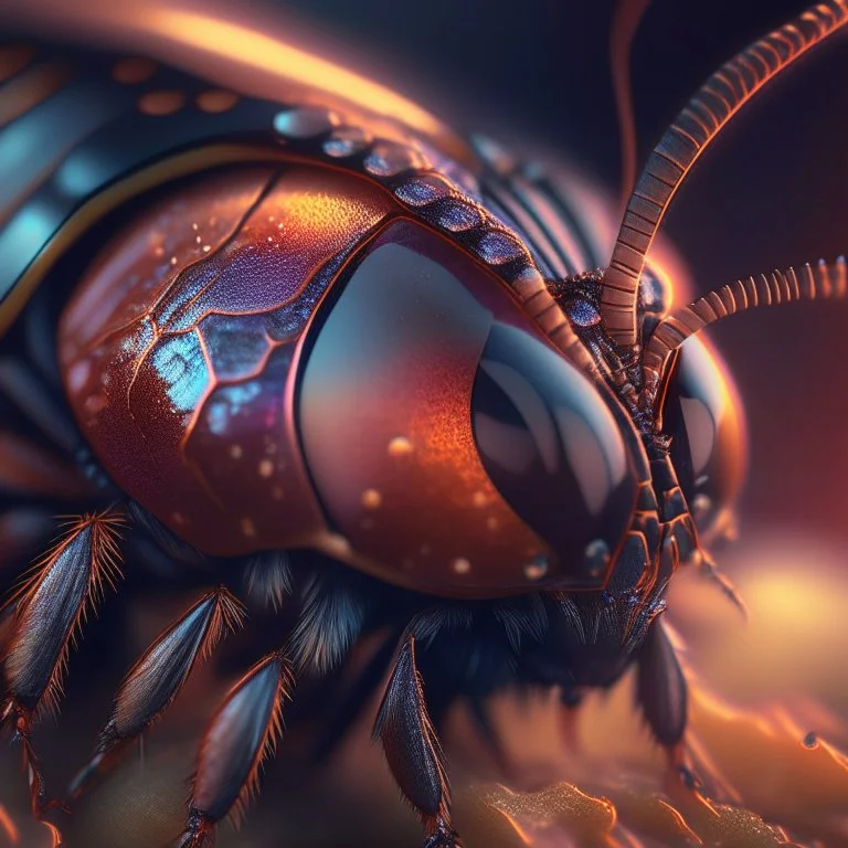 close-up macro photography of a beautiful bug, centered, ultra realistic, artstation, unreal engine 5, octane render , close up portrait photo by Annie Leibovitz, film, studio lighting, detailed skin