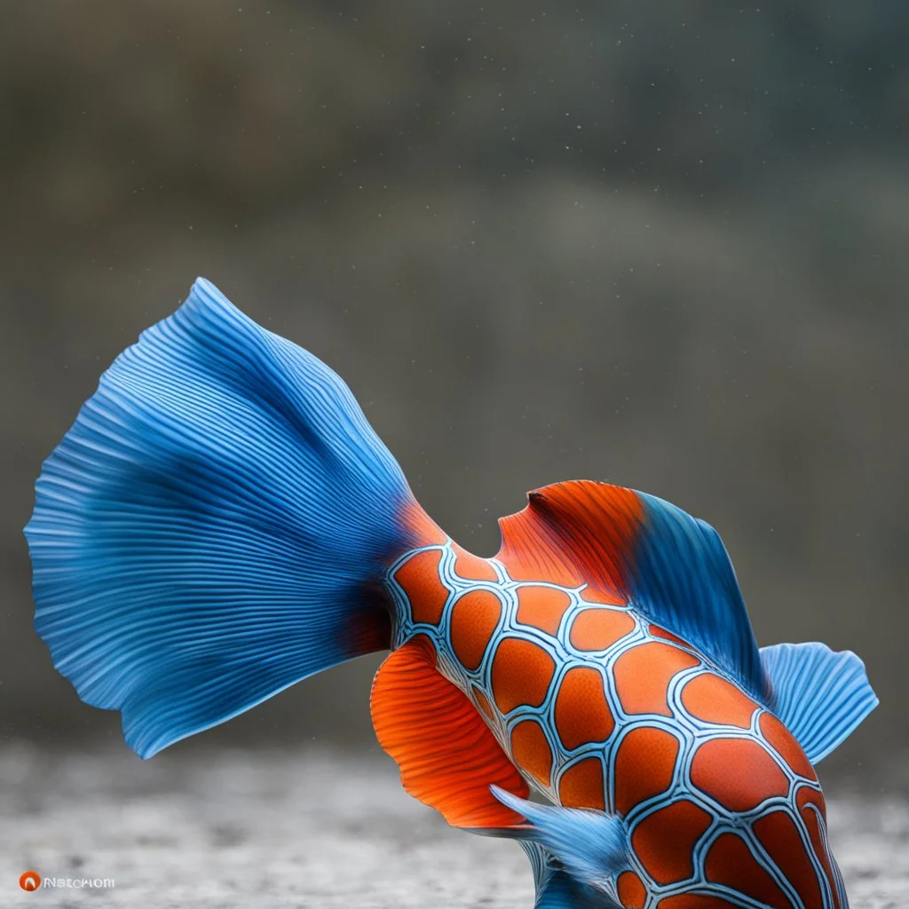 Generate a Mandrin Fish, Curvey, 3d Installation, Only Body and Tail, no head