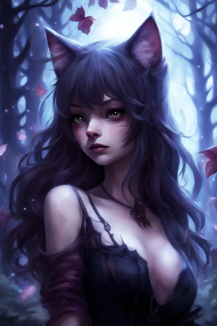 CAT GIRL, FANTASY, FORESTY, VINES, SOULLESS