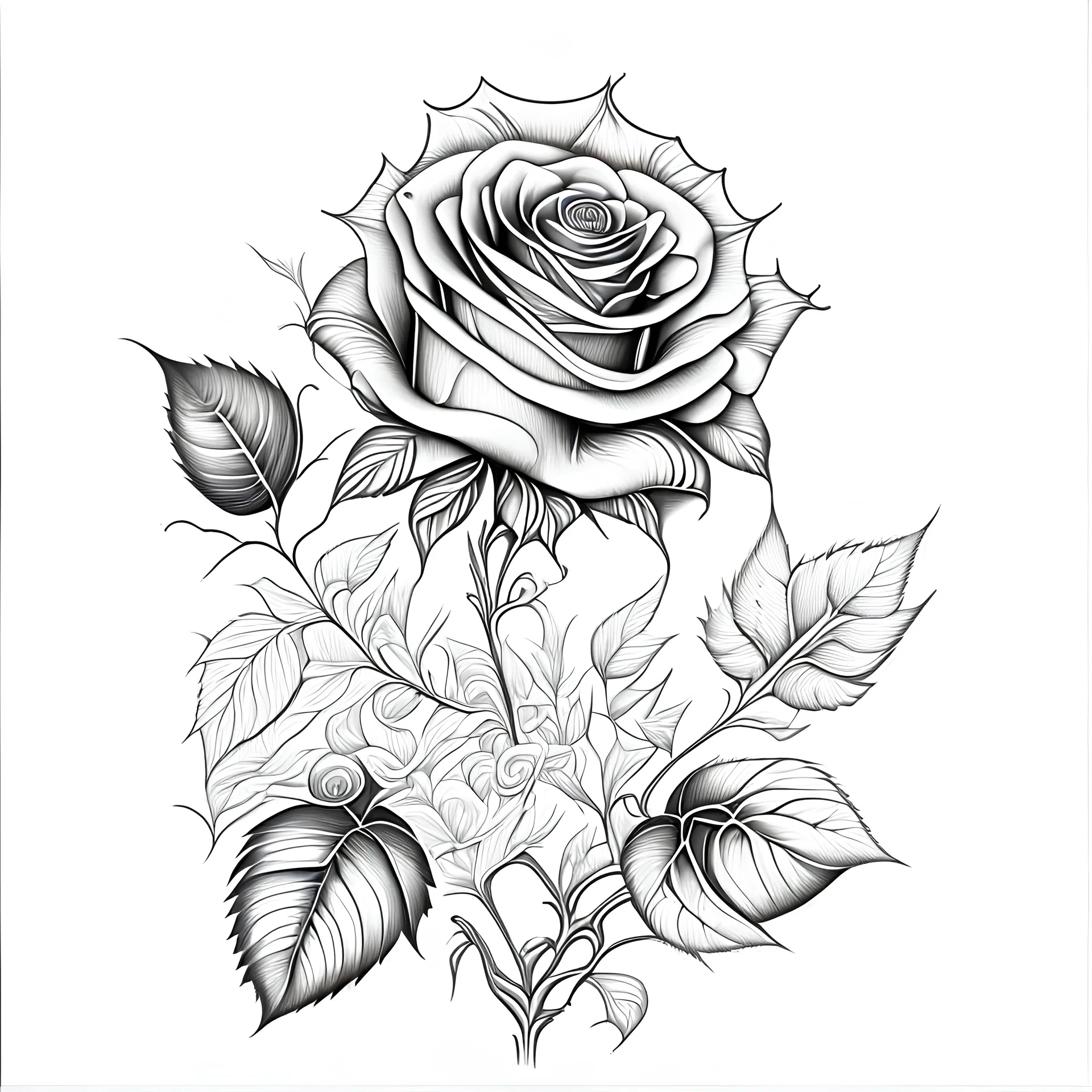 One line drawing garden rose with long stem Vector Image