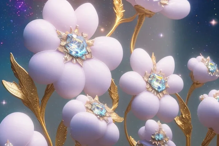  white and crystal subtle flower in a cosmic ambiance, transparent petals, delicate colors, in the foreground, full of details, smooth, bright sunshine，soft light atmosphere, light effect，vaporwave colorful, concept art, smooth, extremely sharp detail, finely tuned detail, ultra high definition, 8 k, unreal engine 5, ultra sharp focus