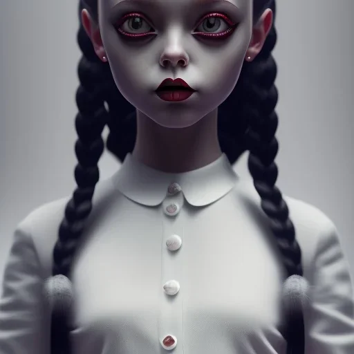 jenna ortega wednesday addams hair, wednesday addams make up, wednesday addams black dress, cinematic, hyper detail, 8k resulation