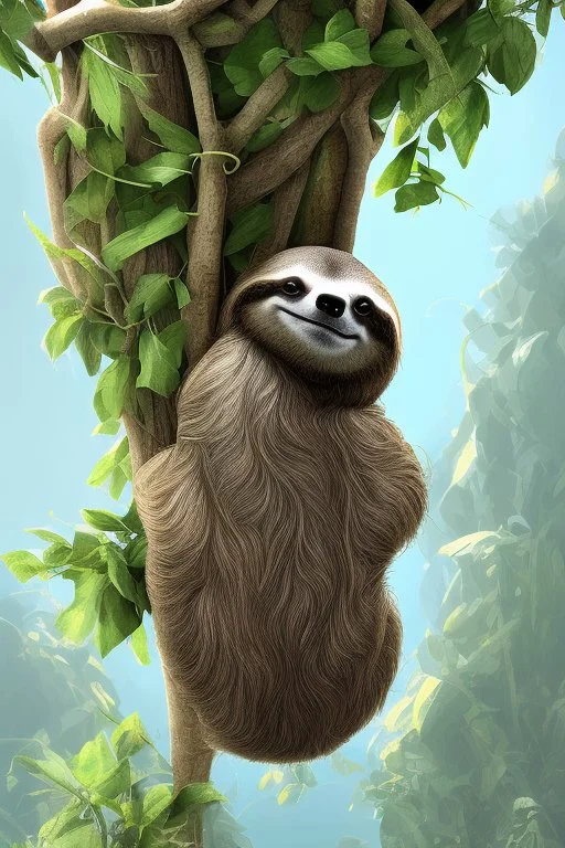 Sloth hanging from tree