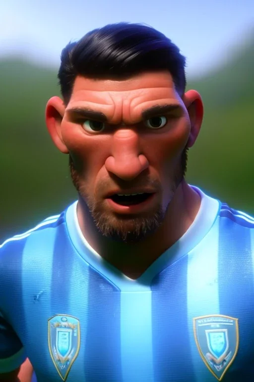 Realistic de maria Argentina soccer player Portrait, mid shot view, epic, god lights, concept art, art station, 3d, photo studio, blue clean background, unreal engine 5, ray tracing, RTX, lumen lighting, ultra detail, volumetric lighting.