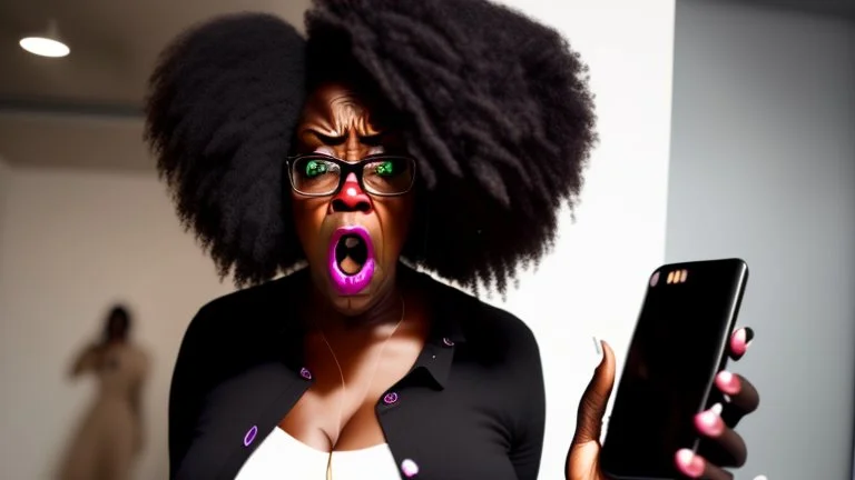 angry black lady mad on phone