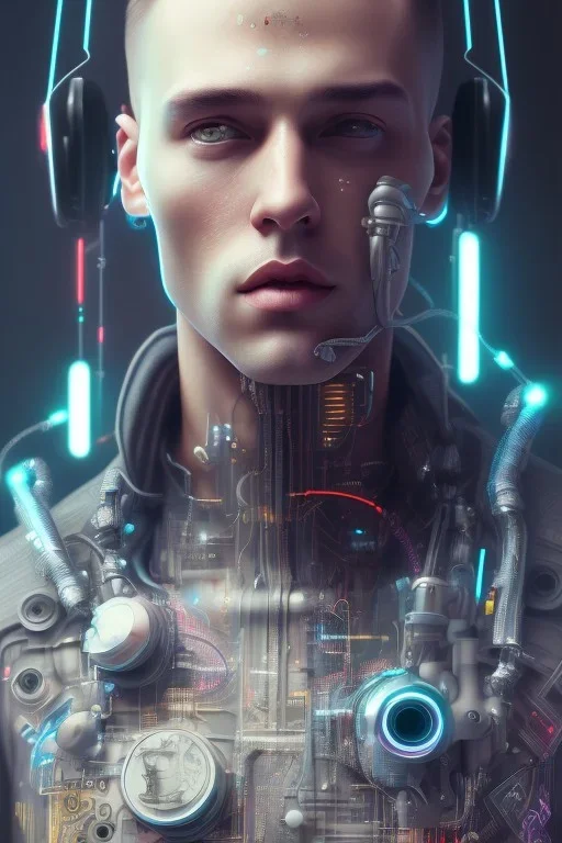 cyberpunk, head, men, portrai