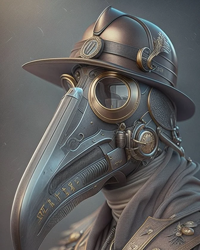 Best quality, masterpiece, ultra high definition,Futuristic, cyberpunk, Plague doctor mask, Comic style