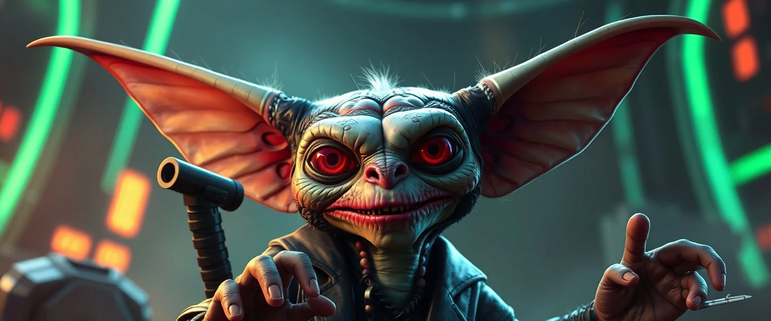 airbrush 3d rendering, mafia cyberpunk gremlin dr Vex is now officially in stasis. No experiments. No clones. No accidental galaxy-ending breakthroughs.