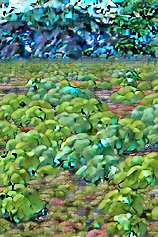 psychadelic greenhouse, during a gentle rain, with large venus-flytrap in the center