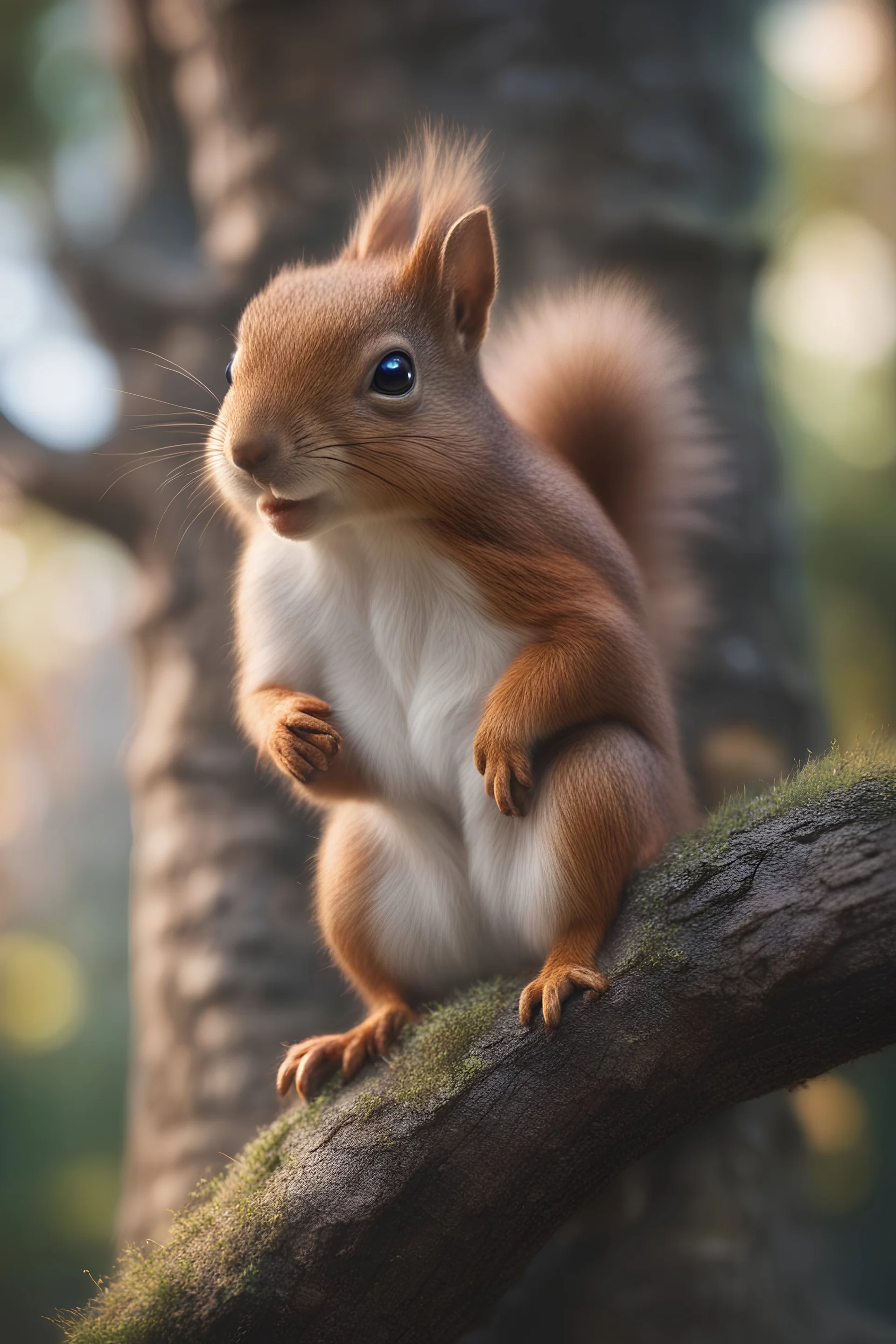 portrait of squirrel elf in castle tree, bokeh like f/0.8, tilt-shift lens 8k, high detail, smooth render, down-light, unreal engine, prize winning