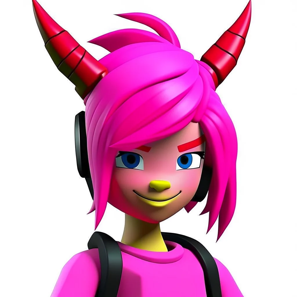 ROBLOX character pink hair with horns