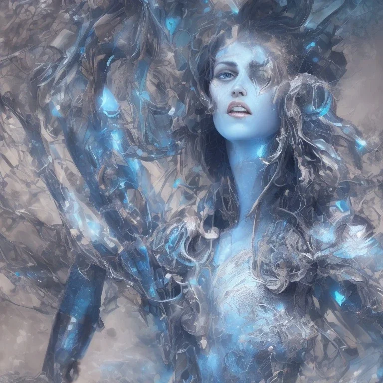 full body of beautiful blue na'vi princess, sci fi sexy, volumetric lighting, particals, intricate detail, realistic, close up