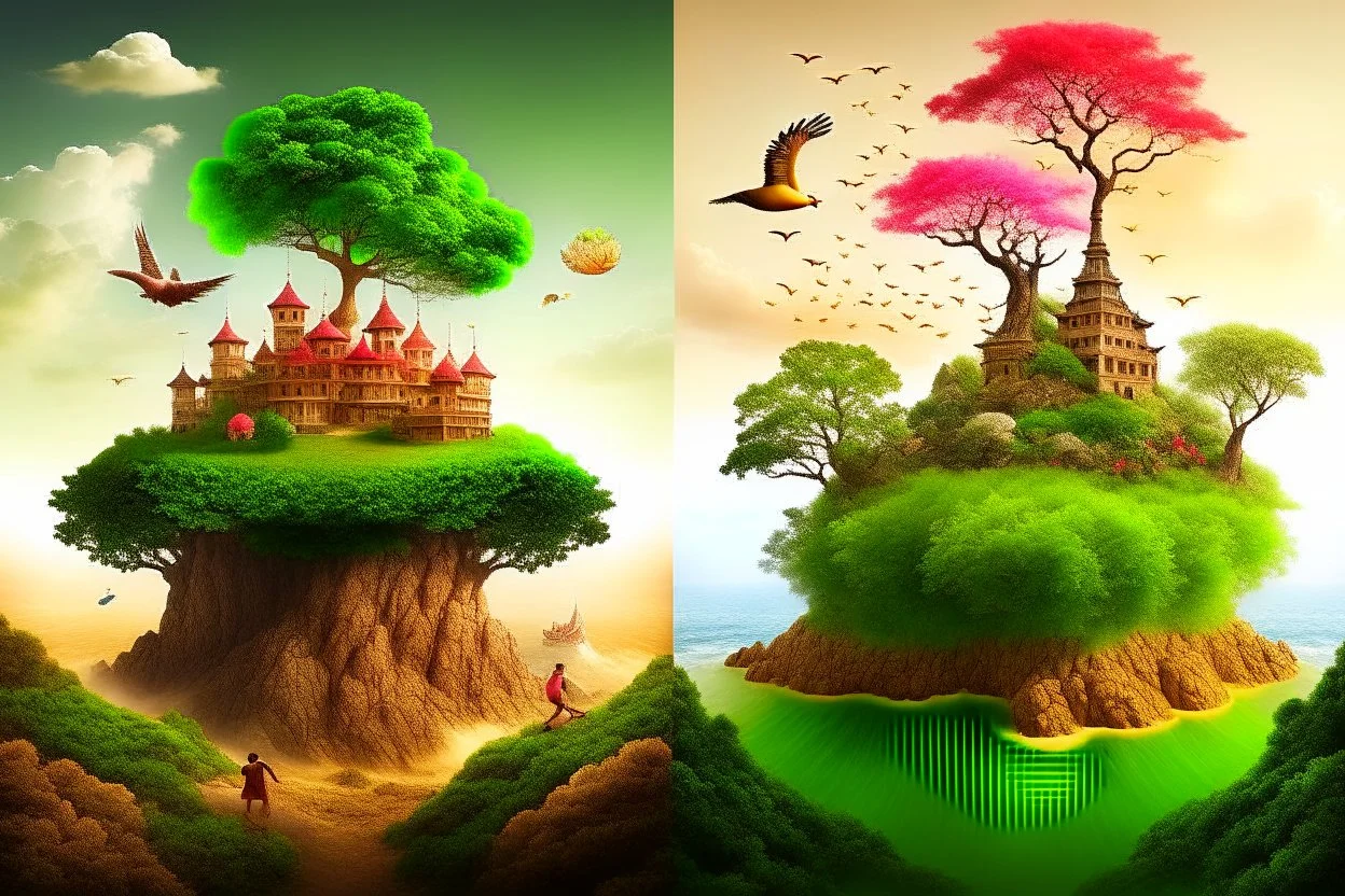 A natural scene that combines elements of different cultures.