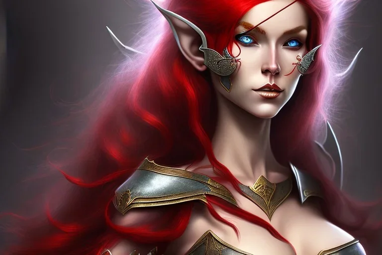 crimson haired sorceress elven