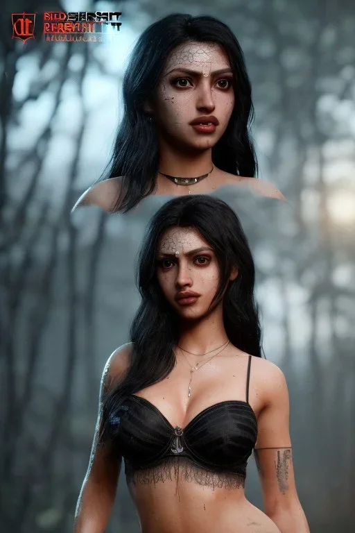 Portrait Gina Ortega face, texture skin,Crystal black eyes, long black hair, wearing The família addams, realistic, 4k, intricate, best quality, fog particles, fire particles, octane render, vray, sword fire, rain