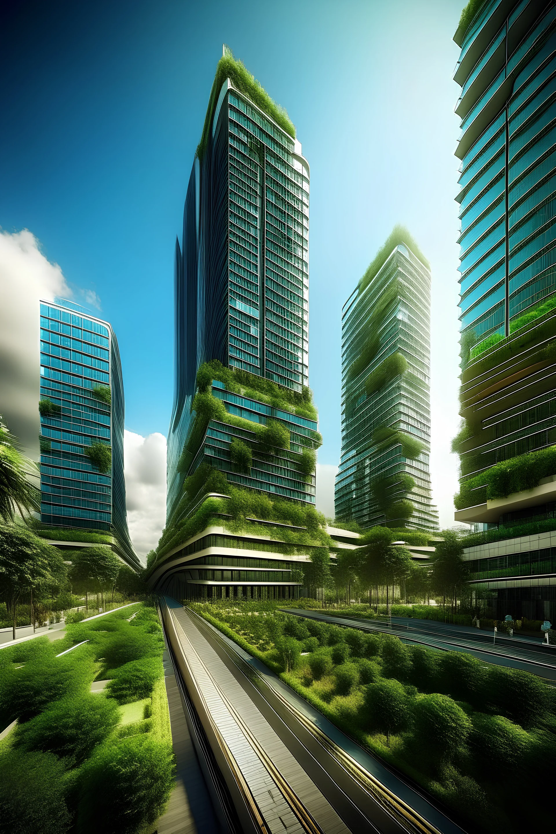 • Infrastructure • Transportation • Leisure center • Vegetation • Skyscrapers • Bustling • Prosperous • Cosmopolitan ARCHITECTURE