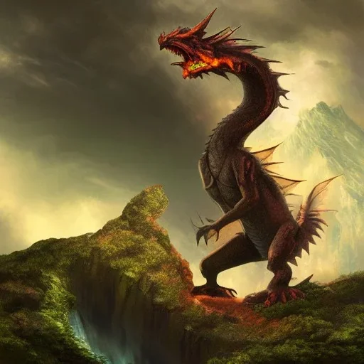 Dragon emerging from a cliff