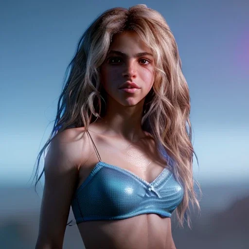 Shakira, artist, Realistic image, waist up portrait. perfect eyes, glow, circle iris. concept art, smooth, unreal engine 5, god lights, ray tracing, RTX, lumen lighting, ultra detail, volumetric lighting, 3d, finely drawn, high definition, 4k.