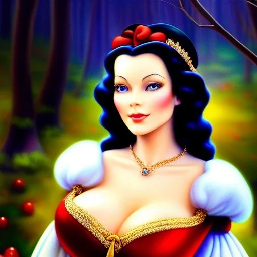 Ultra detailed fullbody Portrait in oil on canvas of beautiful busty Snow white, extremely detailed digital painting, extremely detailed face,crystal clear Big Glowing eyes, mystical colors ,perfectly centered image, perfect composition, rim light, beautiful lighting, 8k, stunning scene, raytracing, anatomically correct, in the style of robert e howard and Ken Kelley and Ohrai Noriyoshi and Simon Bisley and tomzj1