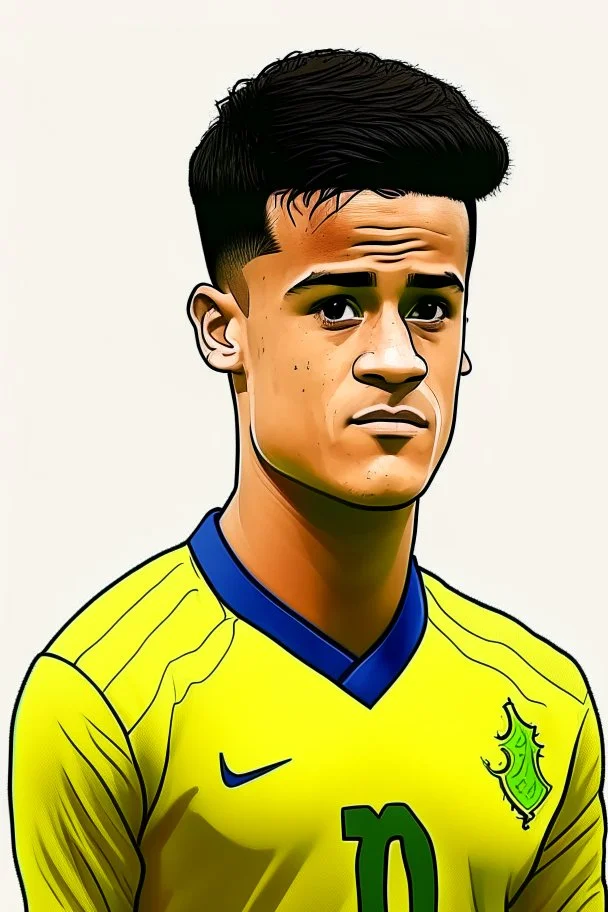 Philippe Coutinho Brazilian football player ,cartoon 2d