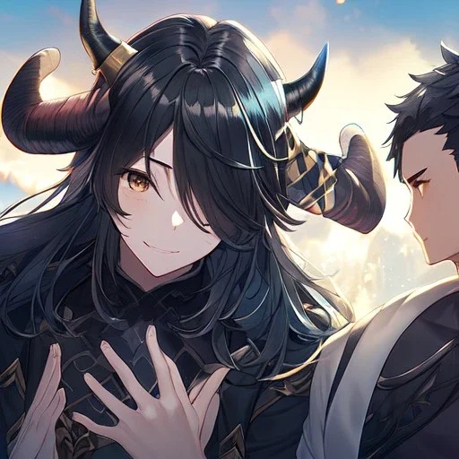 Black haired boy with horns