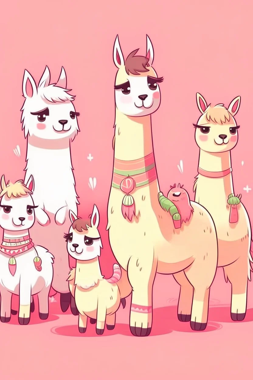 llamas in the style of hello kitty