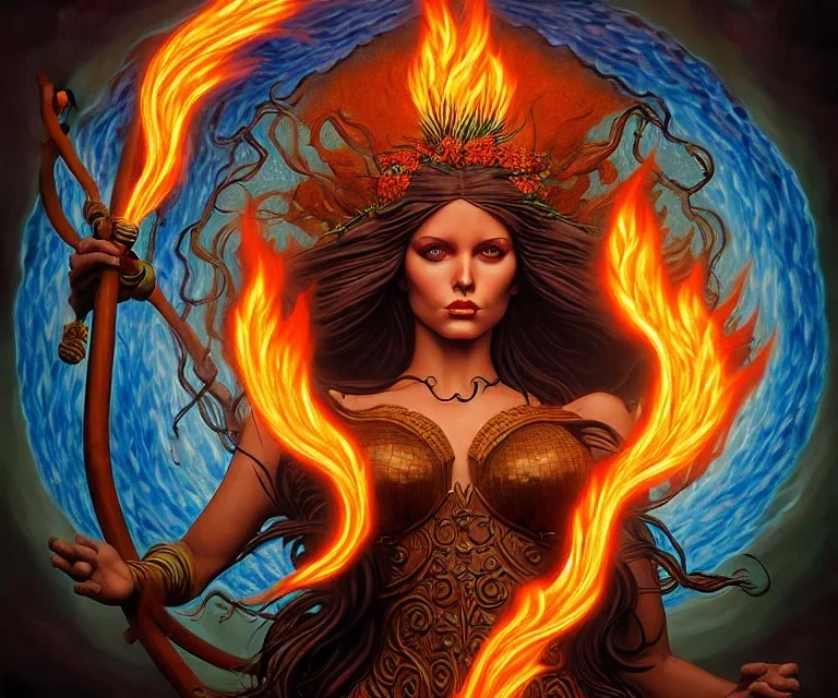 Four doll divine representing the four elements. One:Fire, Two:Earth, Three:Air, Four:Water. Mark Brooks and Dan Mumford, comic book art. Detailed photograph. Insanely intricate face, long hair. Unreal Engine 5 volumetric. Fantasy art album cover HD resolution