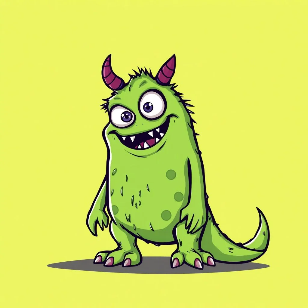 cartoon monster on solid color background