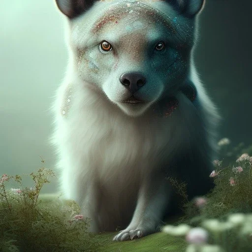 Cute Mysterious Animal,Ambiance dramatique, hyperrealisme, 8k, high quality, great details, within portrait, illustration Kawaii style