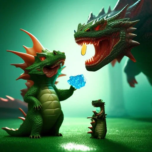 gummy bear fighting a dragon, Photograph, beautiful, Unreal Engine 5, lens macro, realistic, hyper detailed