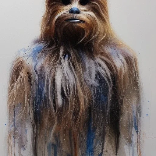 photorealistic and intricate chewbacca by Agnes Cecile, soft natural colors, hyperdetailed, 32K, oil on canvas, color splash