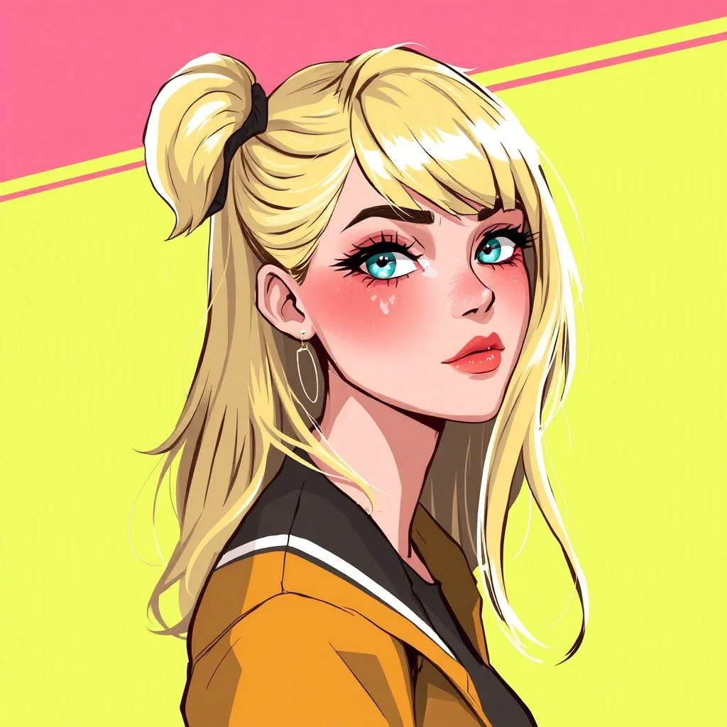 a popular girl, blonde, digital art, stylised
