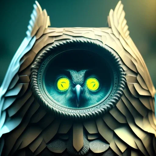 intricate details, realistic, octane, unreal engine, portrait, natural lighting,zoomed out + portrait, volumetric lighting, shiny,extreme detail, Photorealism, High detail, Hyper realistic Owl in forest, macro lens blur,abstract paint, sharp,eos5d mark 4, ef 85mm 5.6, focus, trending by artstation
