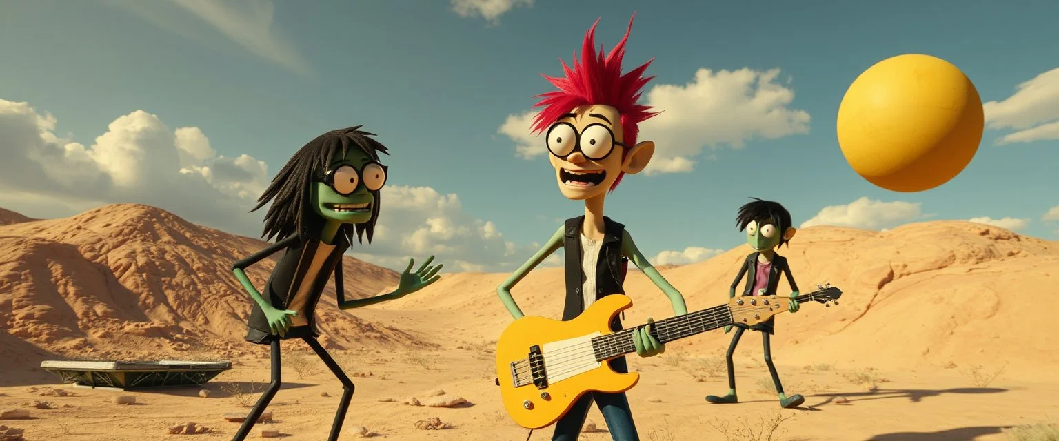 scene from gorillaz music video