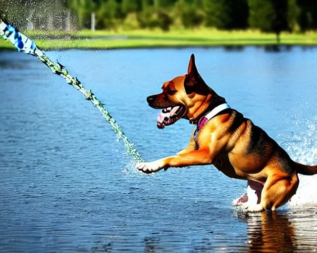 dog catching water