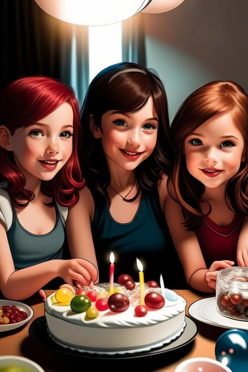doğum günü kutlayan 3 kız