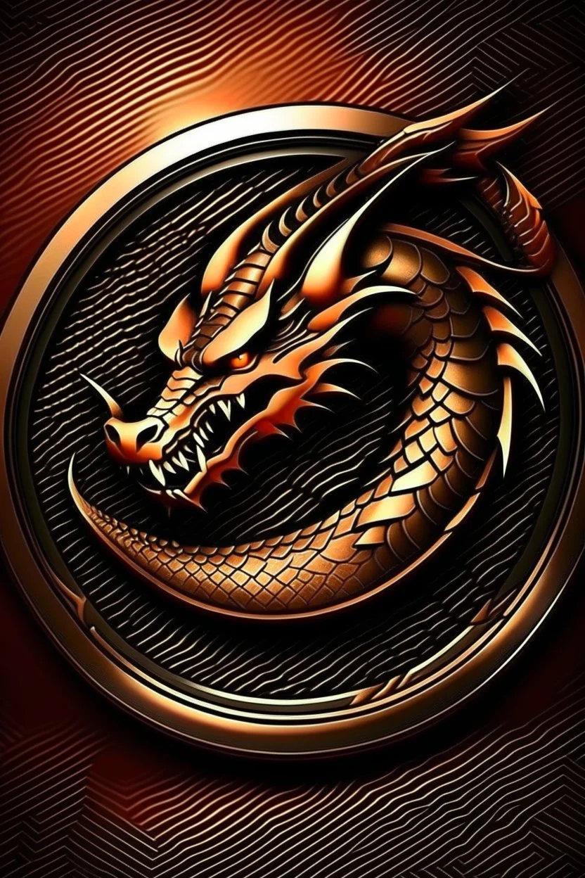 dragon logo, leather background