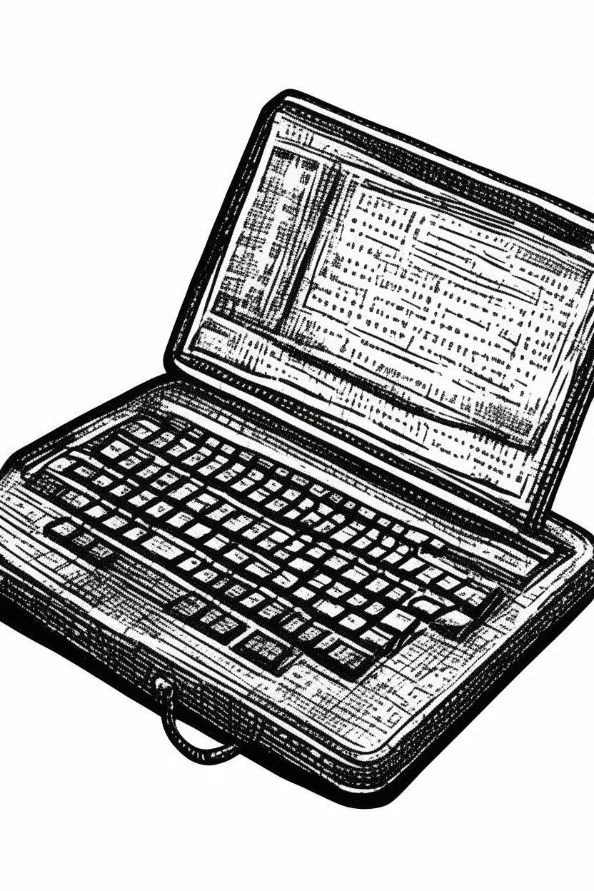 xylography stamp, laptop