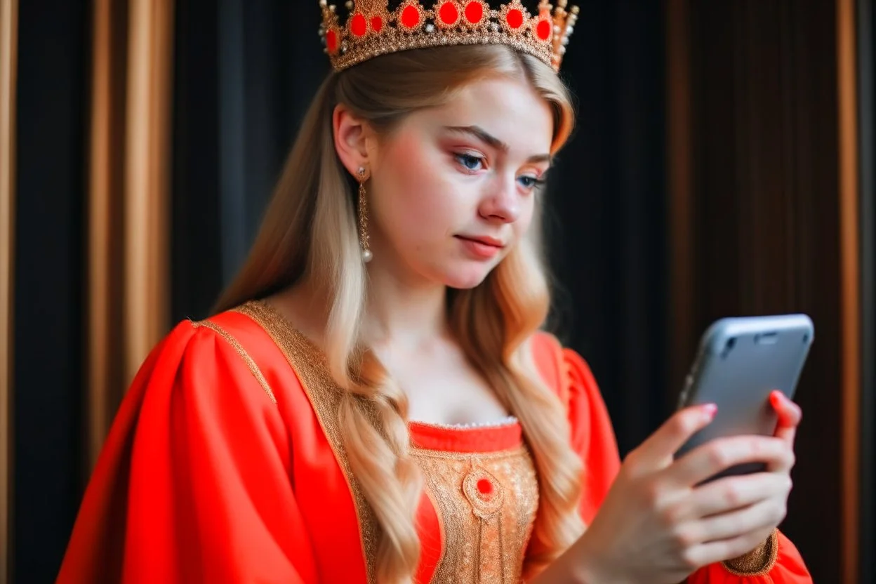 a woman princess on a smartphone