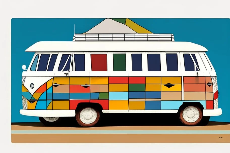 Campervan in thestyle of paul klee
