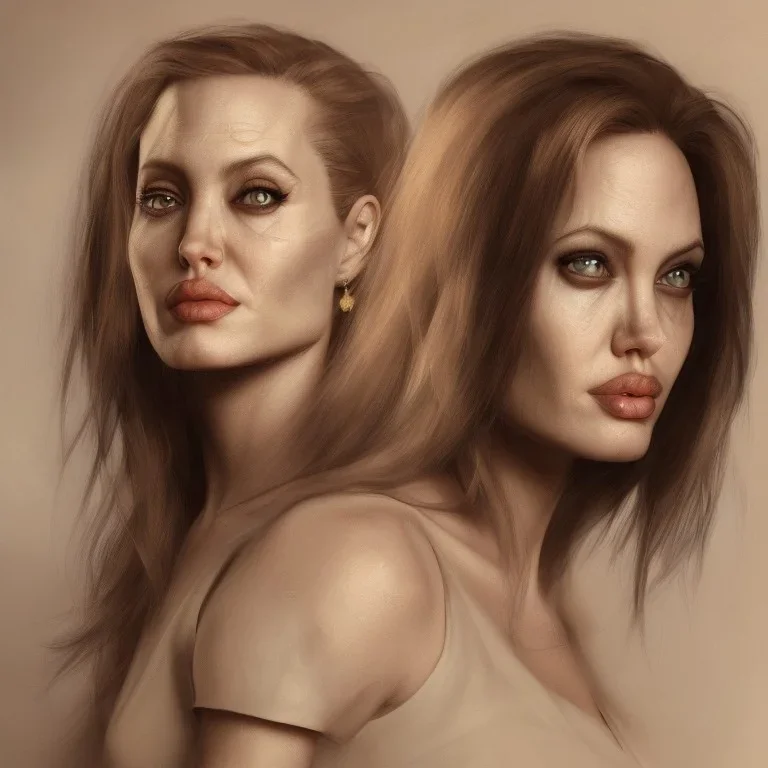 centered, Realist, head and shoulders portrait, angelina jolie young face, golden dress athena god